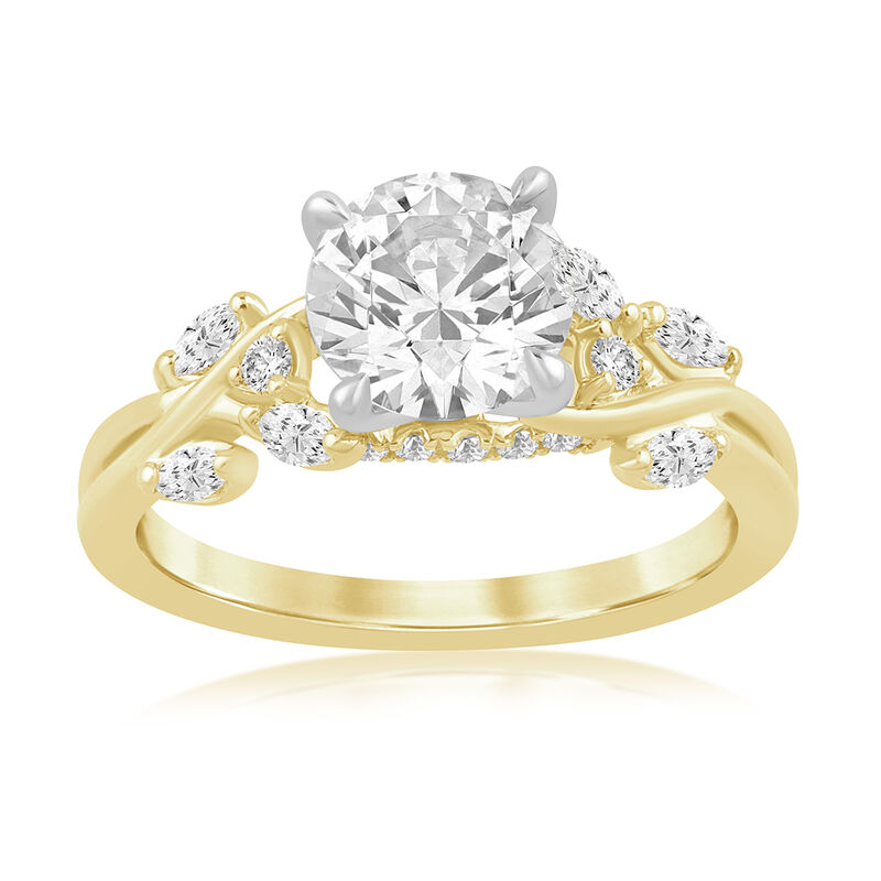 Brilliant-Cut Lab Grown 1.5ct. Diamond With Marquise & Brilliant-Cut Accents Engagement Ring in 14k Yellow Gold image number null